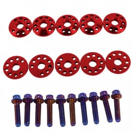 RED ALUMINUM Fender Washers 10Pcs Bumper Dress Up Kit