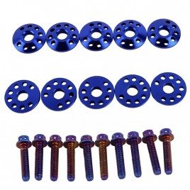 BLUE ALUMINUM Fender Washers 10Pcs Bumper Dress Up Kit