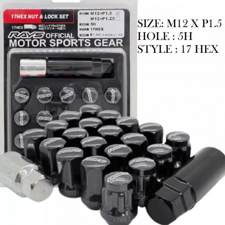 Rays Lug Nut Kit 1.5/1.25 Black