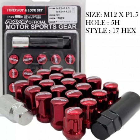 Rays Lug Nut Kit 1.5/1.25 Red